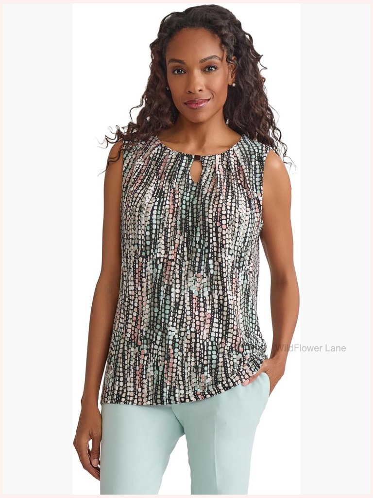 Petite Sleeveless Printed Matte Jersey Top - Tanks & Camis
